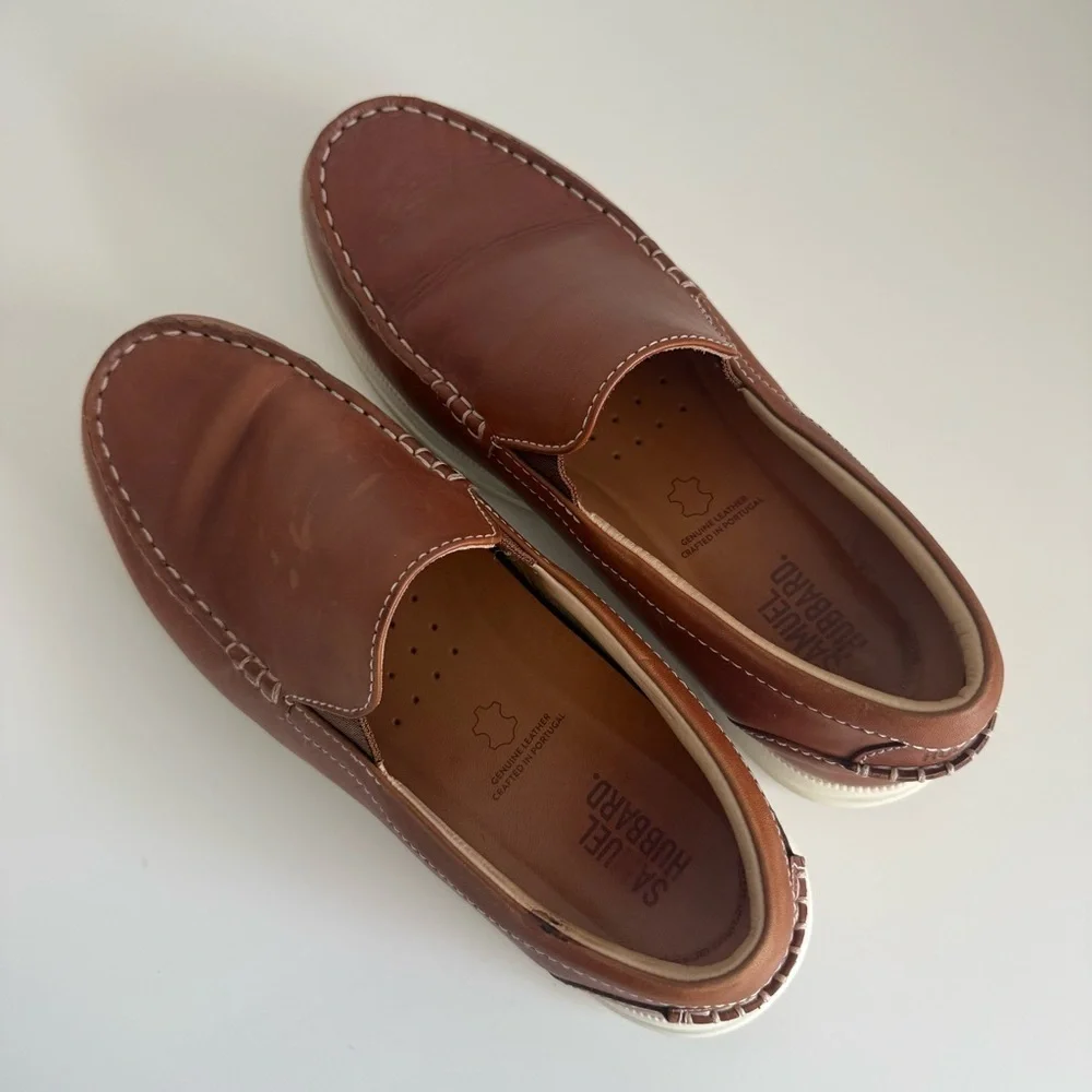 Samuel Hubbard Brown Leather Slip On Loafers Men’s Size 10 Made in Portugal